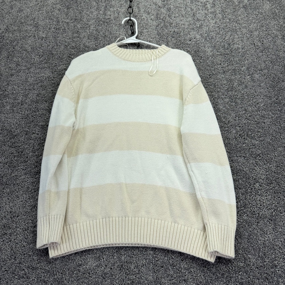 Jessica Simpson Sweater Womens S White Tan Striped Crewneck